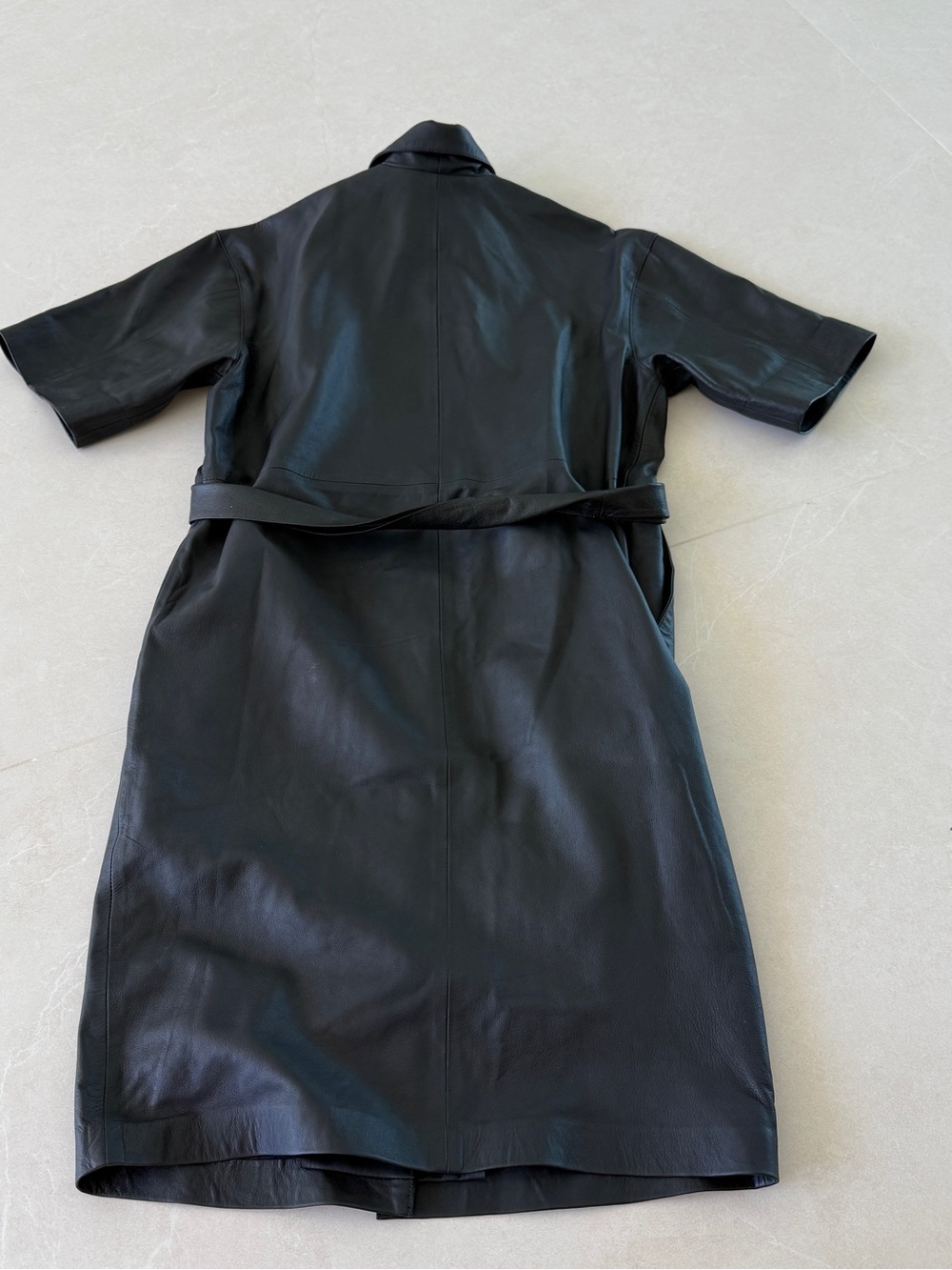 REMAIN by Birgir Black Short-Sleeve Leather Shirt Dress with Belt us 4 - Picture 6 of 6